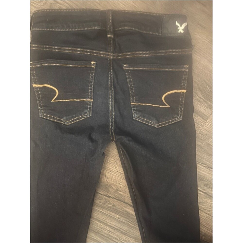 American Eagle Outfitters Dark Blue Skinny Jeans with Contrast Stitching